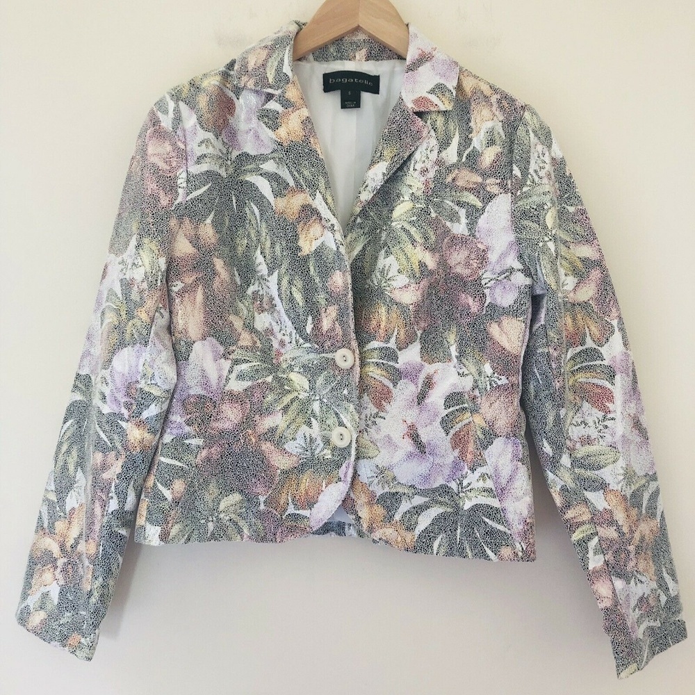 Bagatelle Floral Metallic Blazer Jacket Small